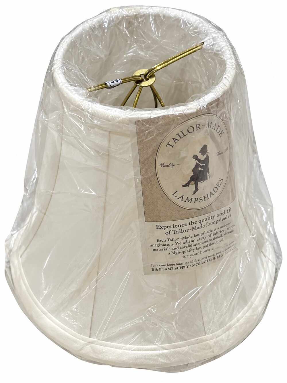 Vintage Tailor-Made Lampshade Cream Fabric Pleated Lamp Shade